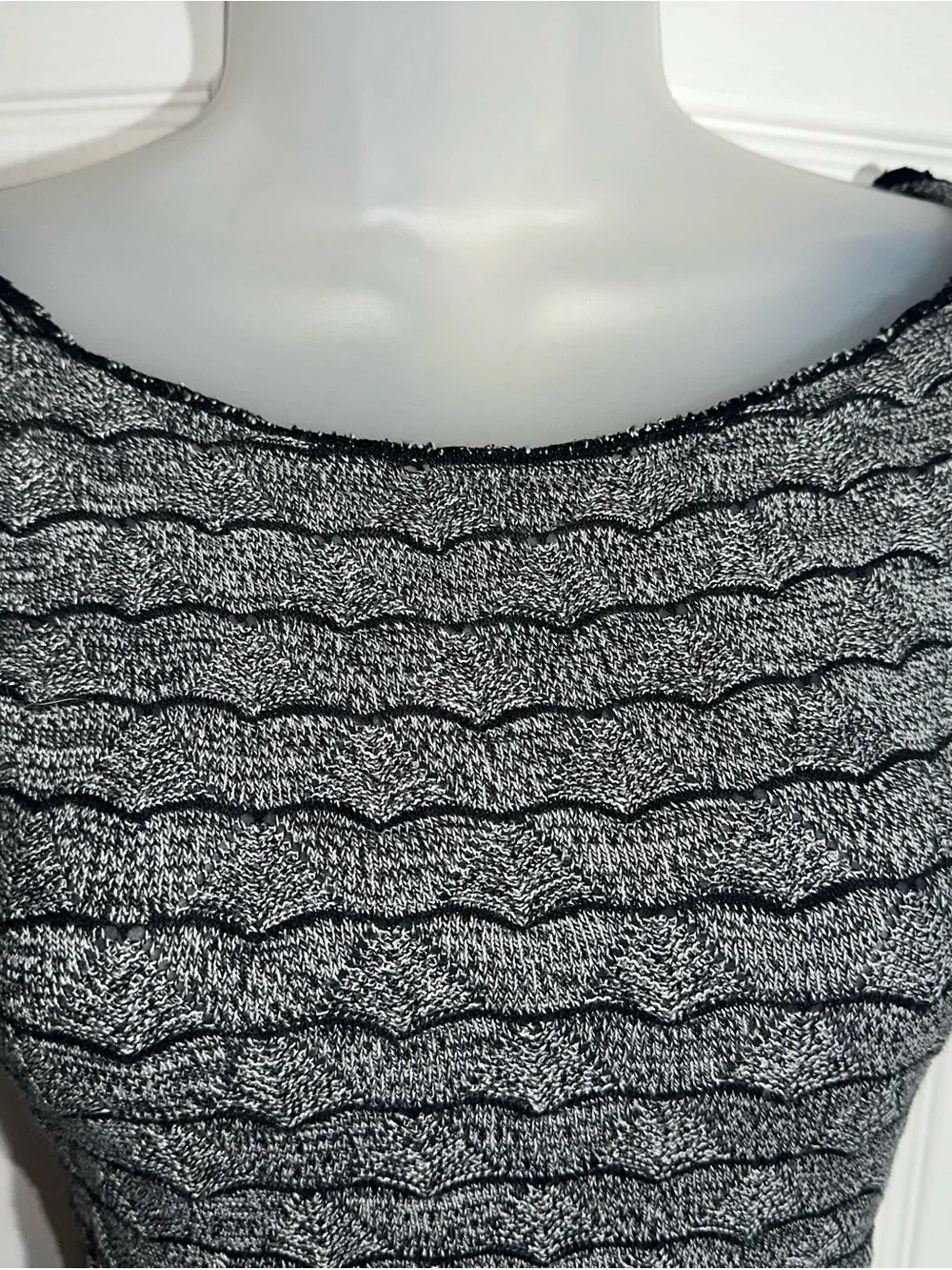 Free People Fine Gauge Knit Sheath Mini Dress Cap Sleeves Black Gray XS  AA24